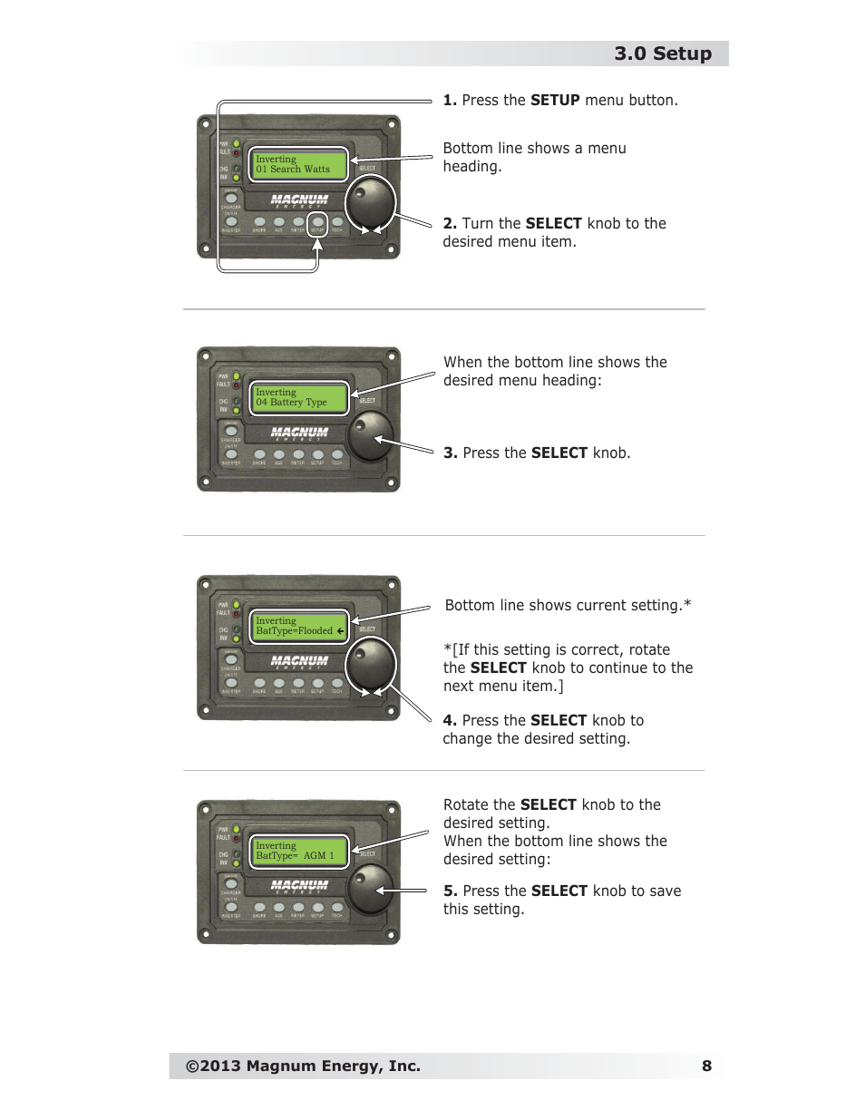 0 setup | Magnum Energy ME-RC Remote User Manual | Page 15 / 87