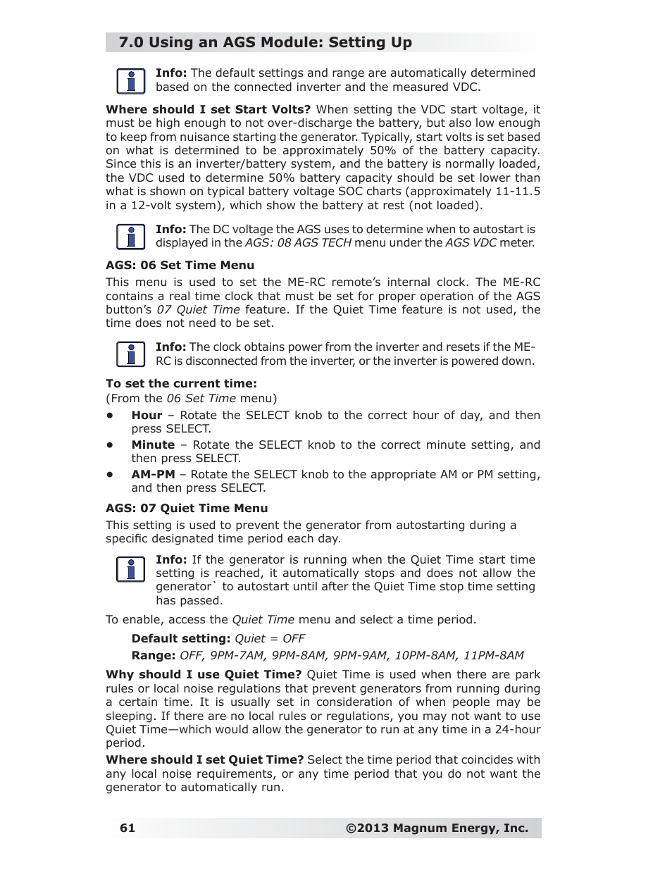 0 using an ags module: setting up | Magnum Energy ME-RC Remote User Manual | Page 68 / 87