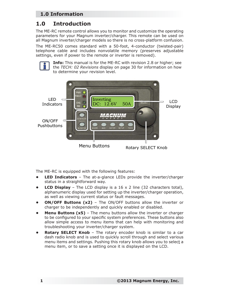 0 introduction, 0 information | Magnum Energy ME-RC Remote User Manual | Page 8 / 87