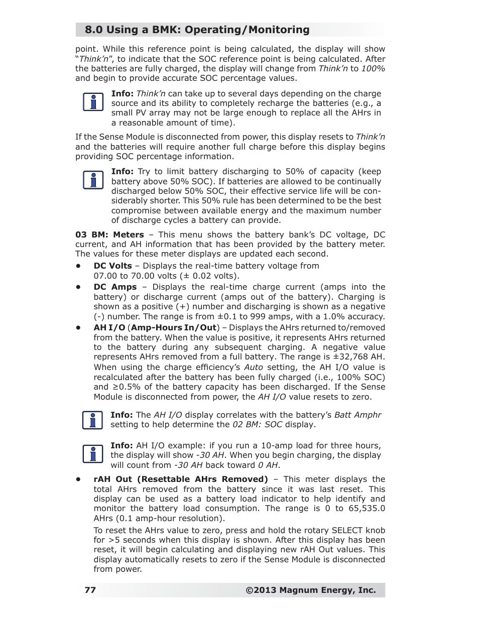 0 using a bmk: operating/monitoring | Magnum Energy ME-RC Remote User Manual | Page 84 / 87