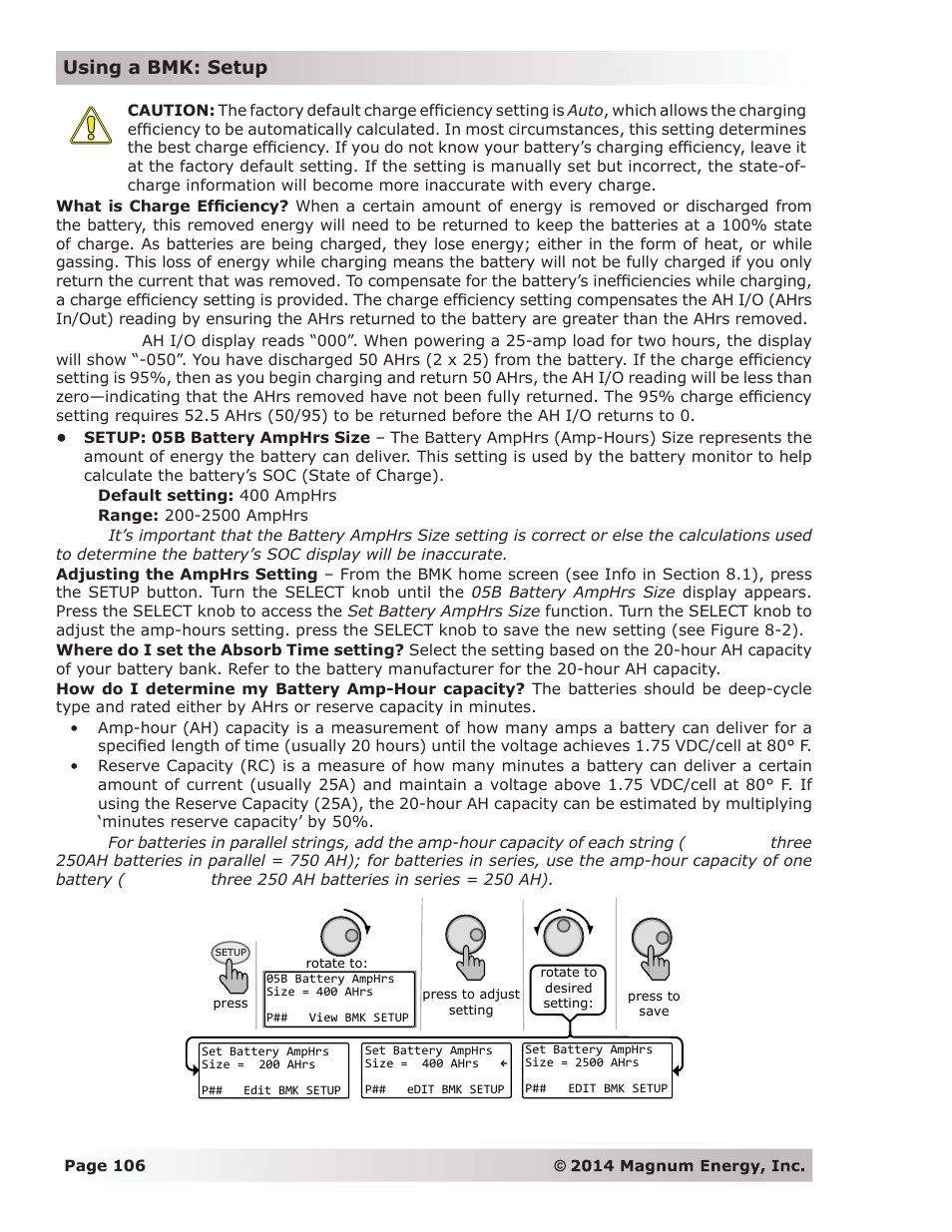 Using a bmk: setup | Magnum Energy ME-RTR Router User Manual | Page 114 / 135