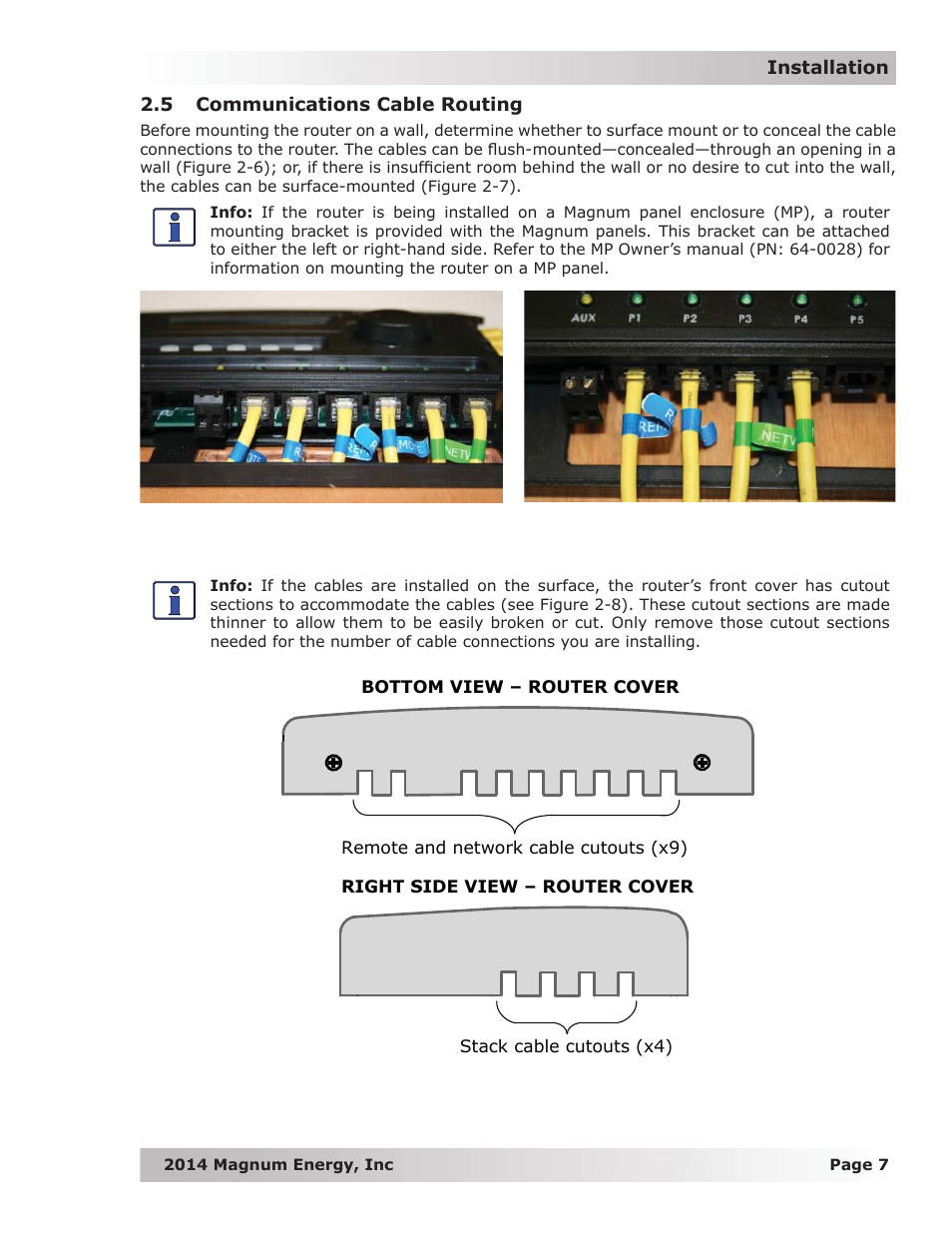 5 communications cable routing | Magnum Energy ME-RTR Router User Manual | Page 15 / 135