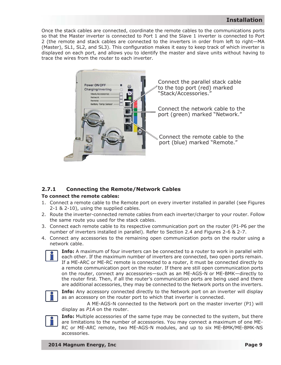 1 connecting the remote/network cables | Magnum Energy ME-RTR Router User Manual | Page 17 / 135