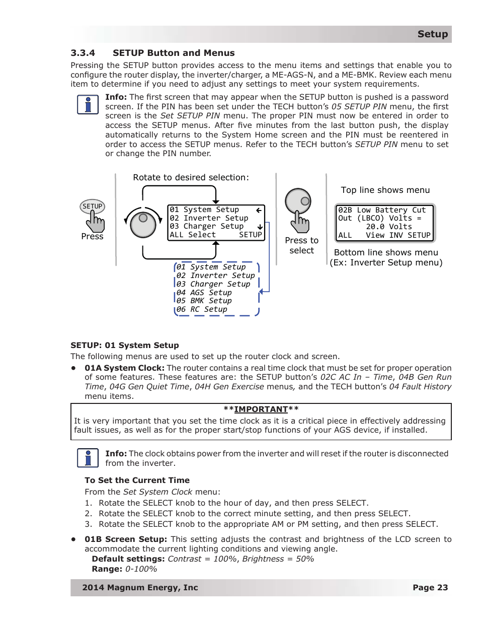 4 setup button and menus | Magnum Energy ME-RTR Router User Manual | Page 31 / 135