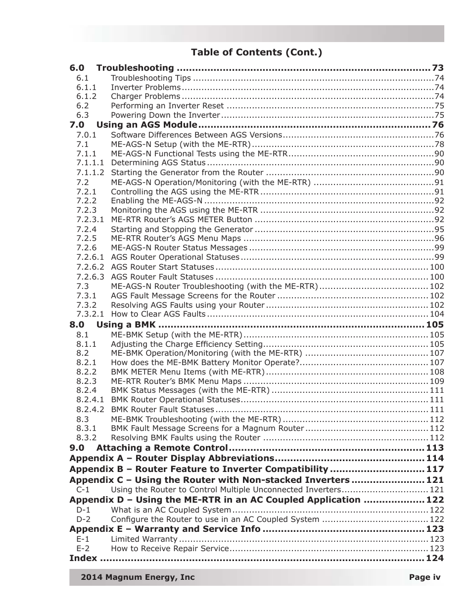 Magnum Energy ME-RTR Router User Manual | Page 5 / 135