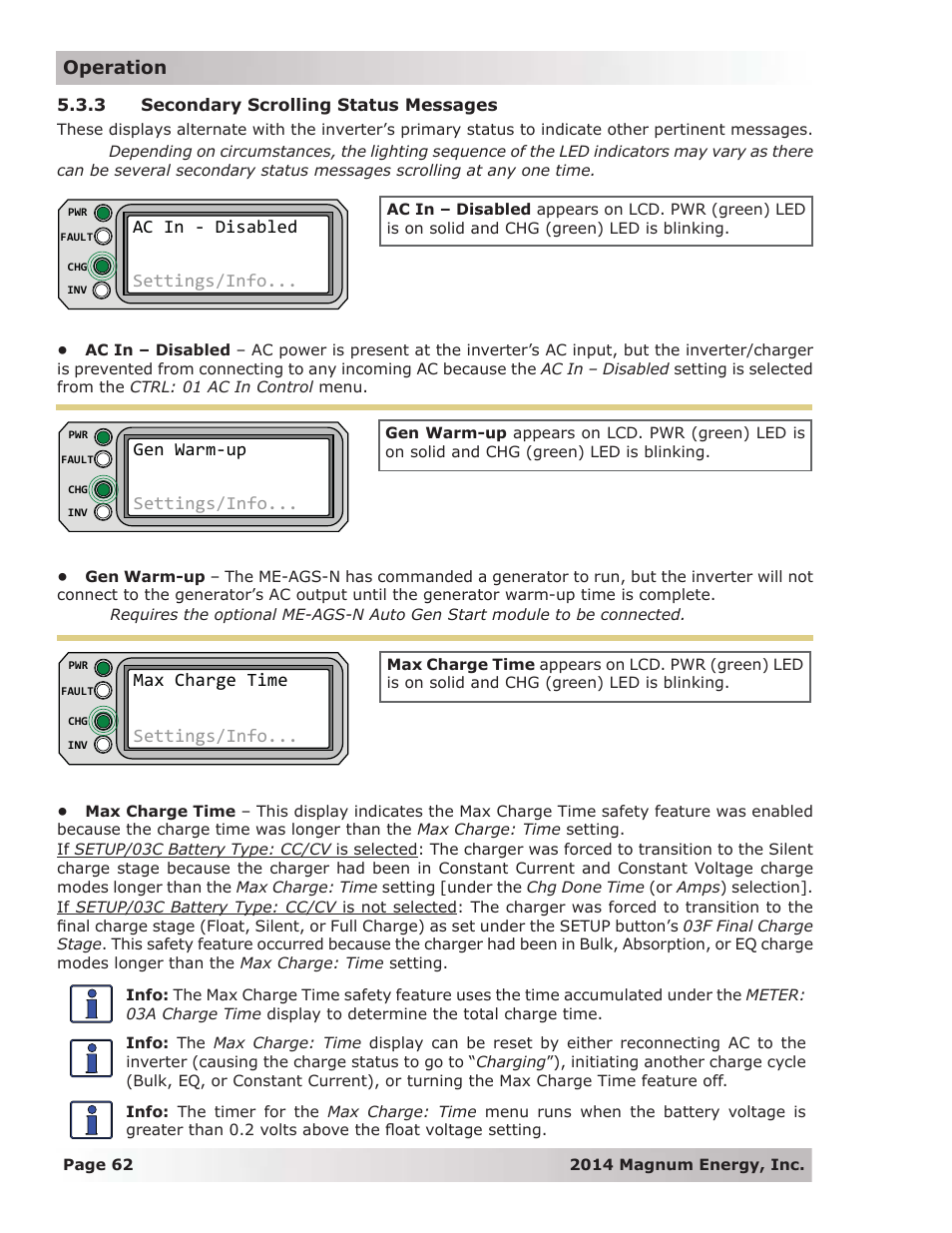 3 secondary scrolling status messages | Magnum Energy ME-RTR Router User Manual | Page 70 / 135