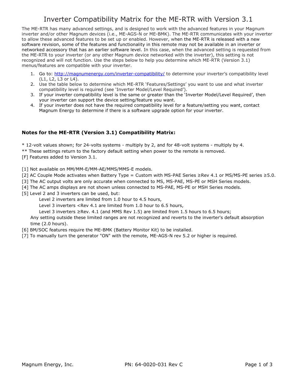 Magnum Energy ME-RTR Router User Manual | 3 pages