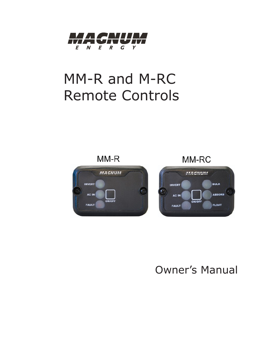 Magnum Energy MM-R Remote User Manual | 16 pages