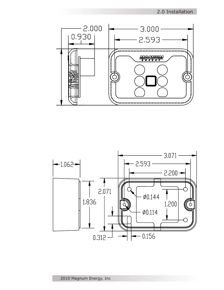 S ide f ront side front | Magnum Energy MM-R Remote User Manual | Page 9 / 16