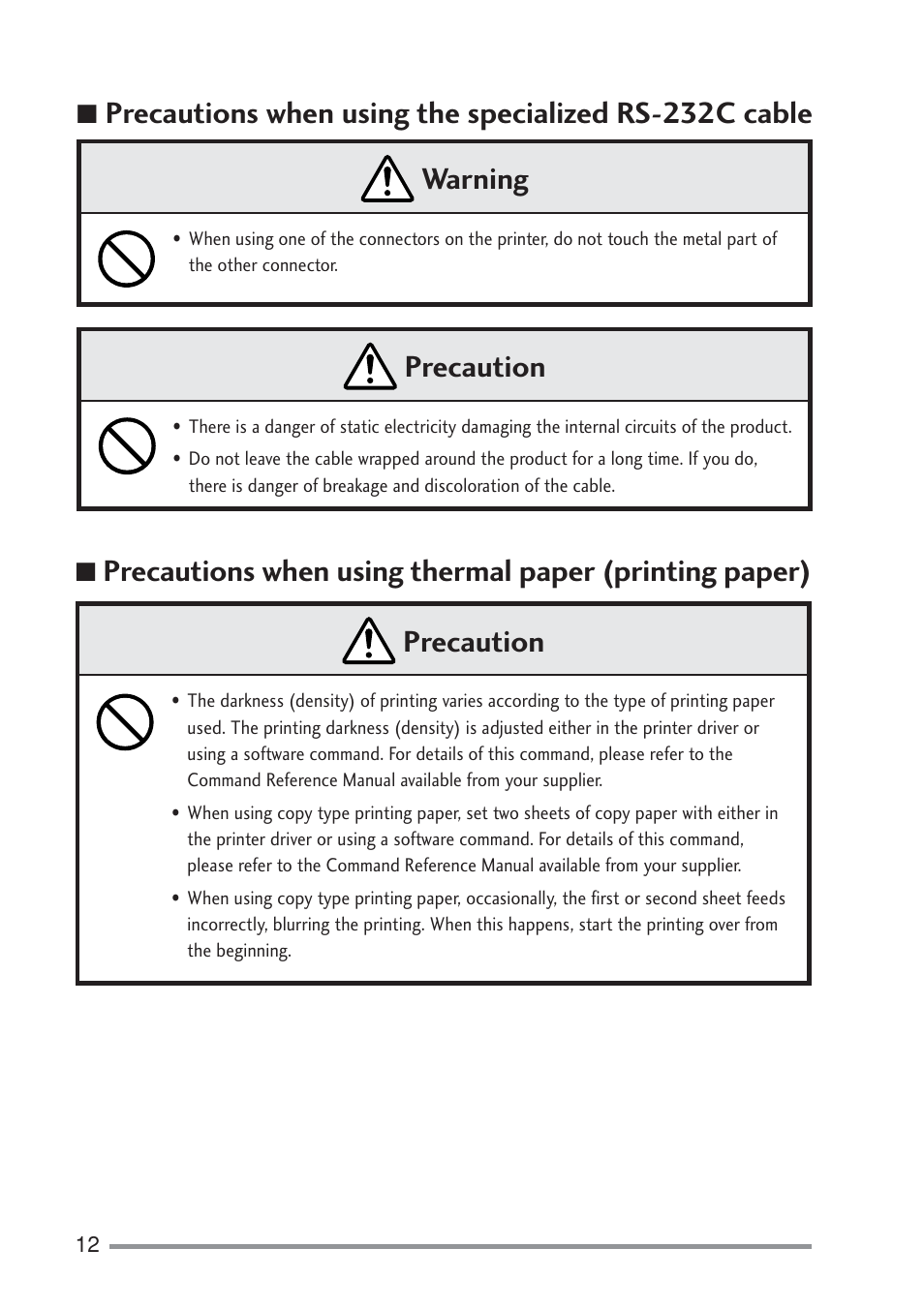 Precaution | Citizen Systems PD-22 User Manual | Page 12 / 40