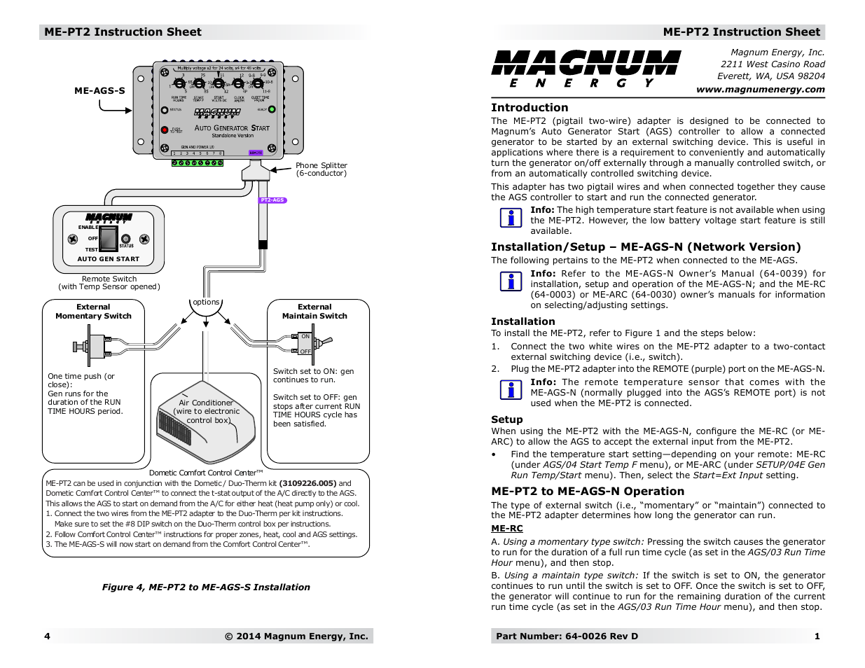 Magnum Energy Pigtail Adapters ME-PT2 User Manual | 2 pages