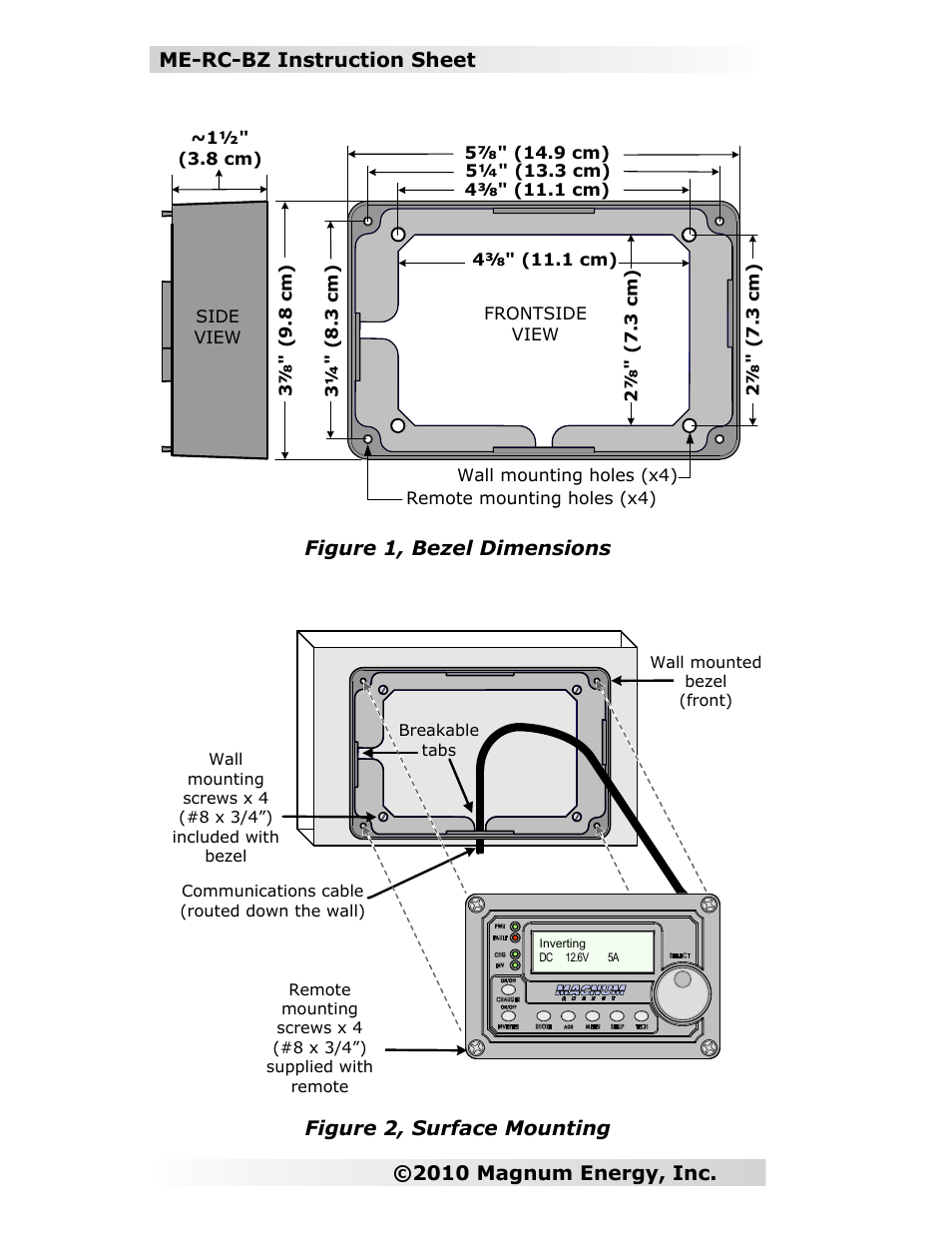 Magnum Energy Remote Bezel (ME-RC-BZ) User Manual | Page 2 / 2