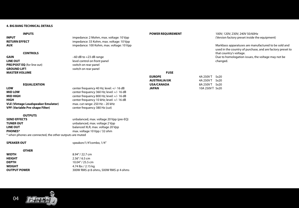 Markbass Big Bang User Manual | Page 4 / 8