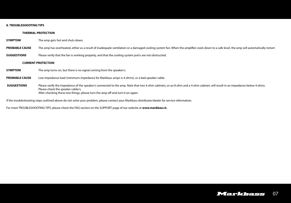 Markbass Little Mark 250 Black Line User Manual | Page 7 / 8