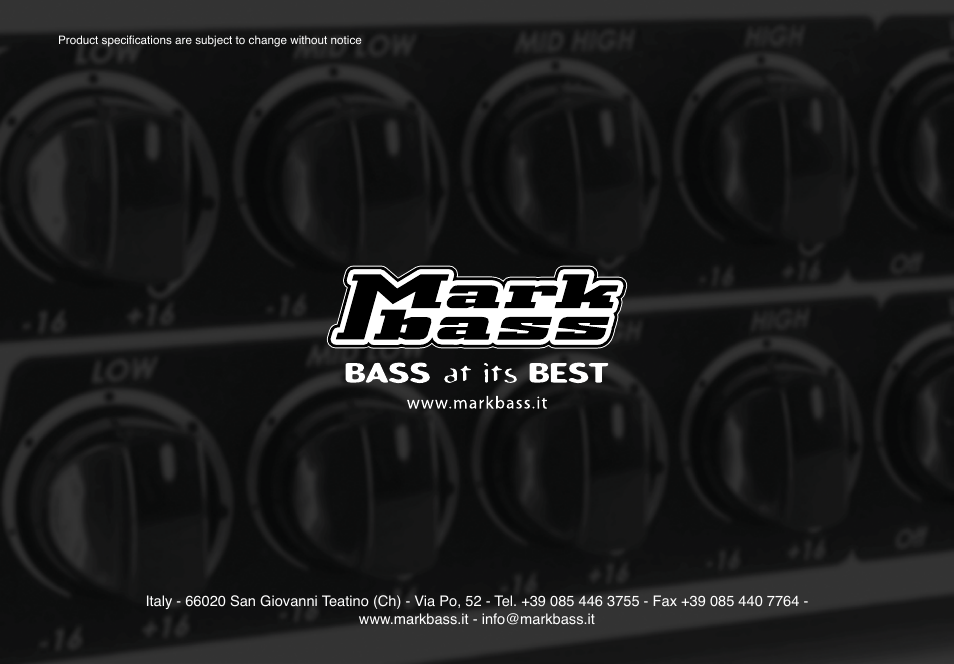 Markbass Little Mark 250 Black Line User Manual | Page 8 / 8