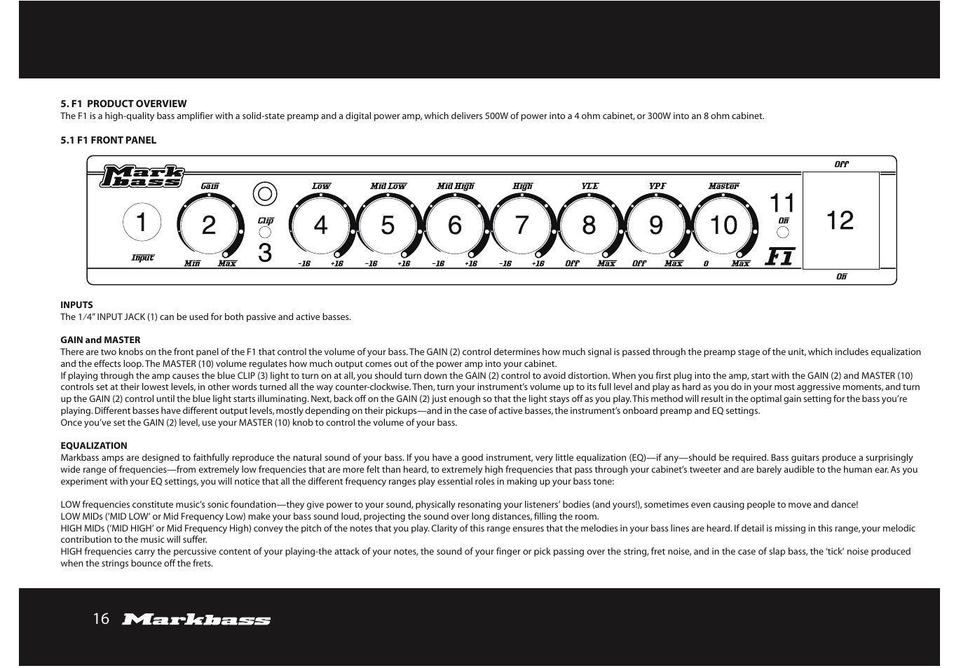 Markbass F 500 User Manual | Page 16 / 32