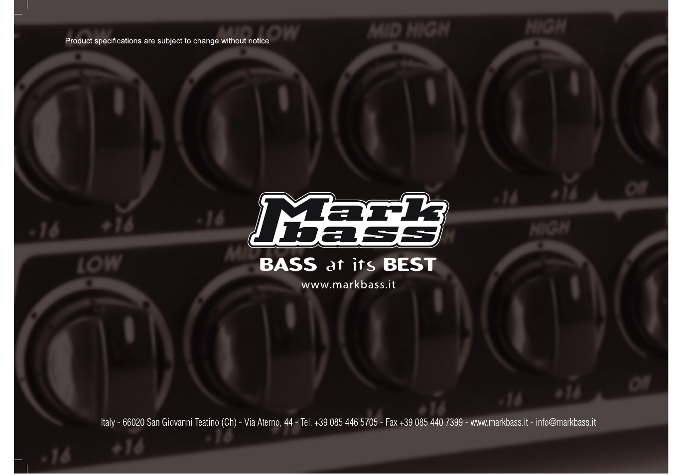 Markbass F 500 User Manual | Page 32 / 32