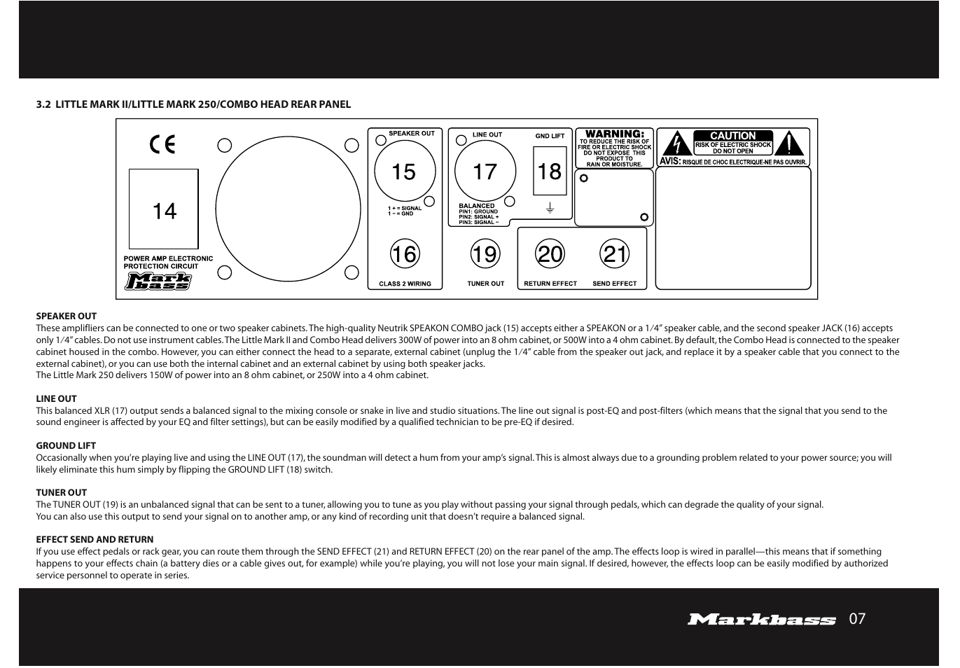 Markbass F 500 User Manual | Page 7 / 32