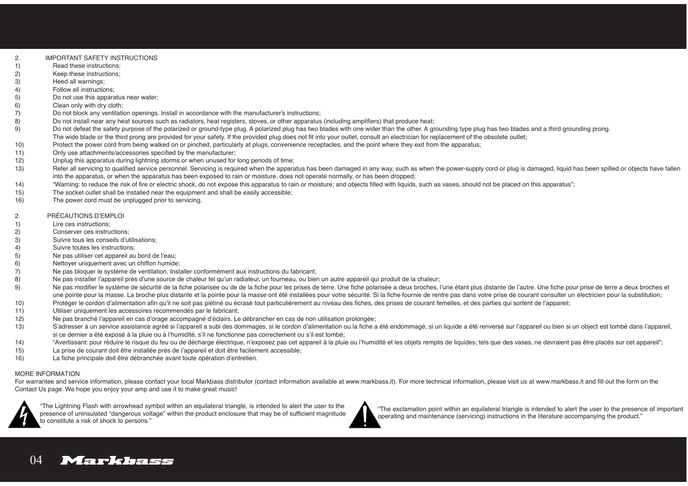 Markbass Classic 300 User Manual | Page 4 / 14