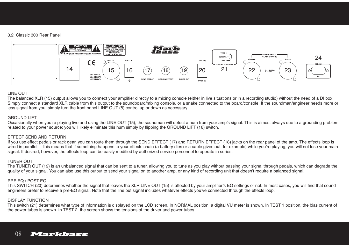 Markbass Classic 300 User Manual | Page 8 / 14