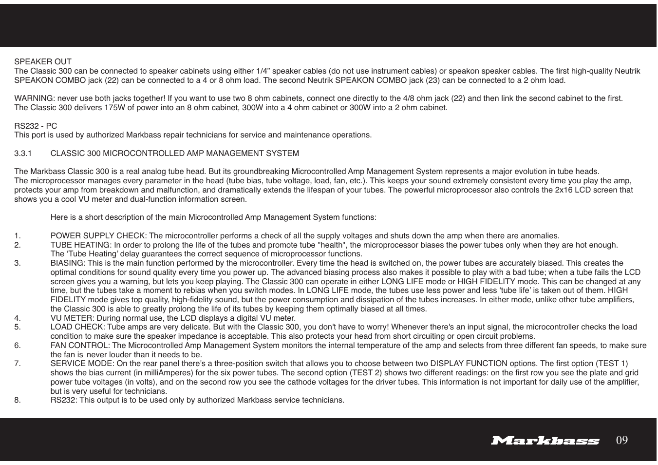 Markbass Classic 300 User Manual | Page 9 / 14