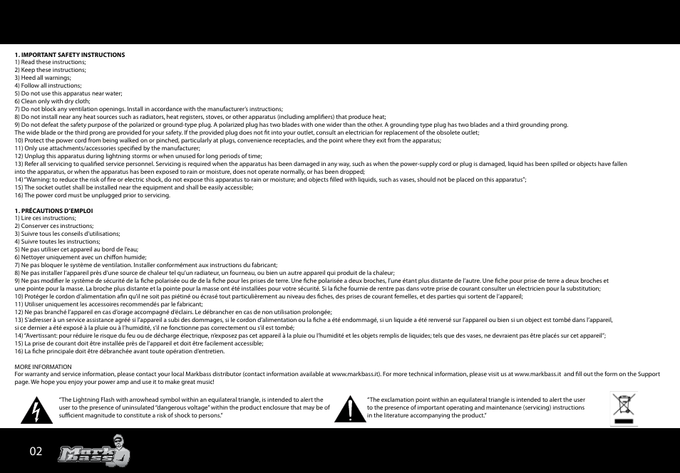 Markbass MB 1000 User Manual | Page 2 / 8