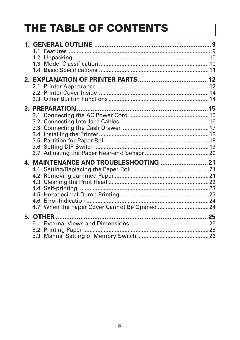 The table of contents | Citizen Systems Citizen CT-S4000 User Manual | Page 11 / 32