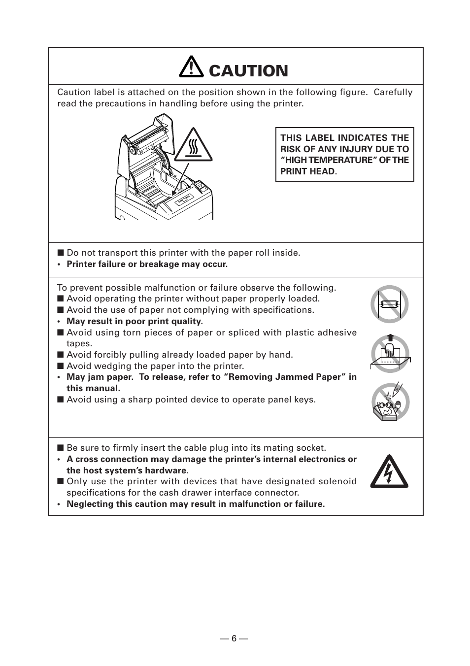 Caution | Citizen Systems Citizen CT-S4000 User Manual | Page 9 / 32