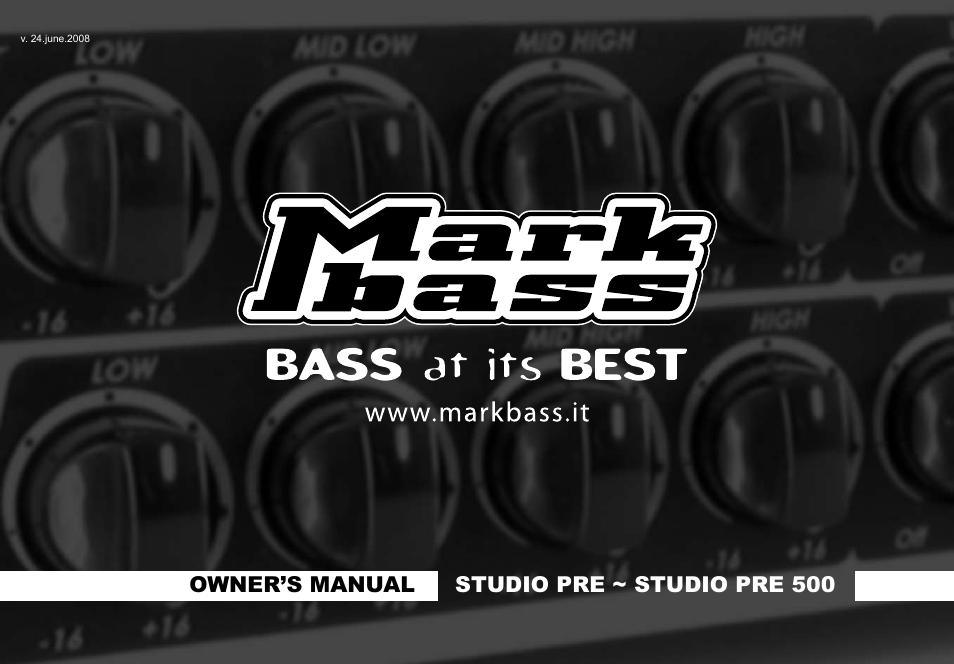 Markbass Studio Pre User Manual | 24 pages