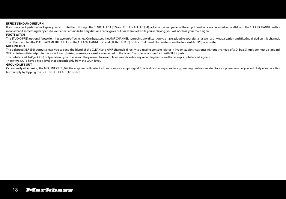 Markbass Studio Pre User Manual | Page 18 / 24
