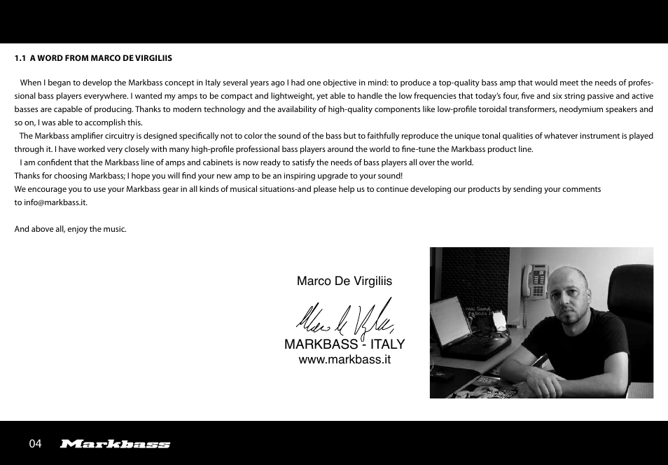 Markbass - italy | Markbass Studio Pre User Manual | Page 4 / 24