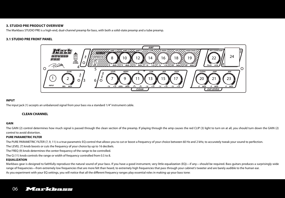Markbass Studio Pre User Manual | Page 6 / 24