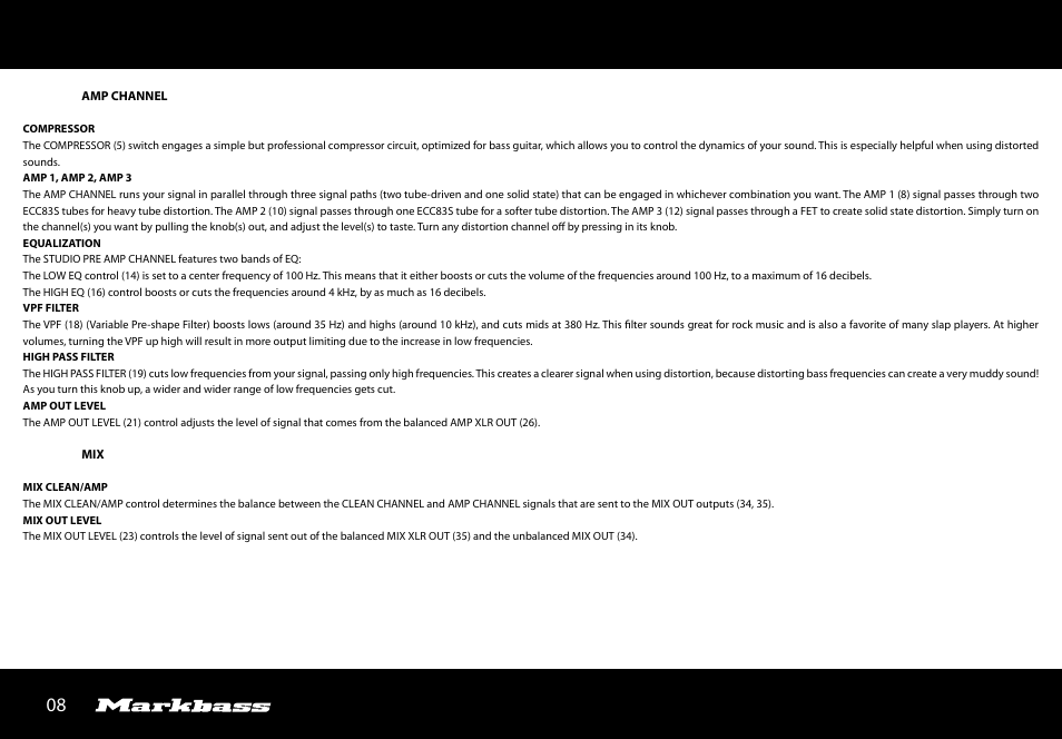 Markbass Studio Pre User Manual | Page 8 / 24