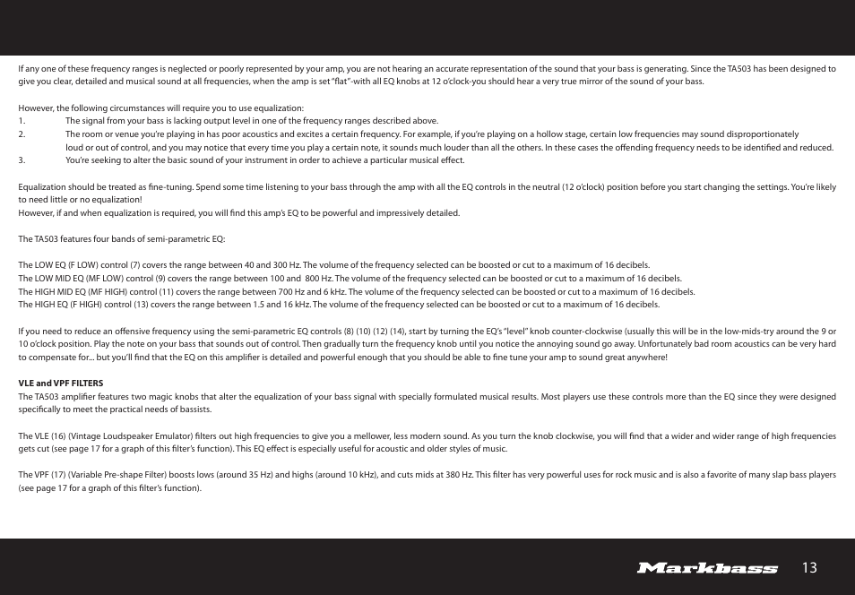Markbass TA 503 User Manual | Page 13 / 28