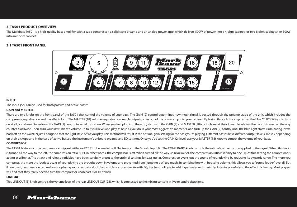 Markbass TA 503 User Manual | Page 6 / 28