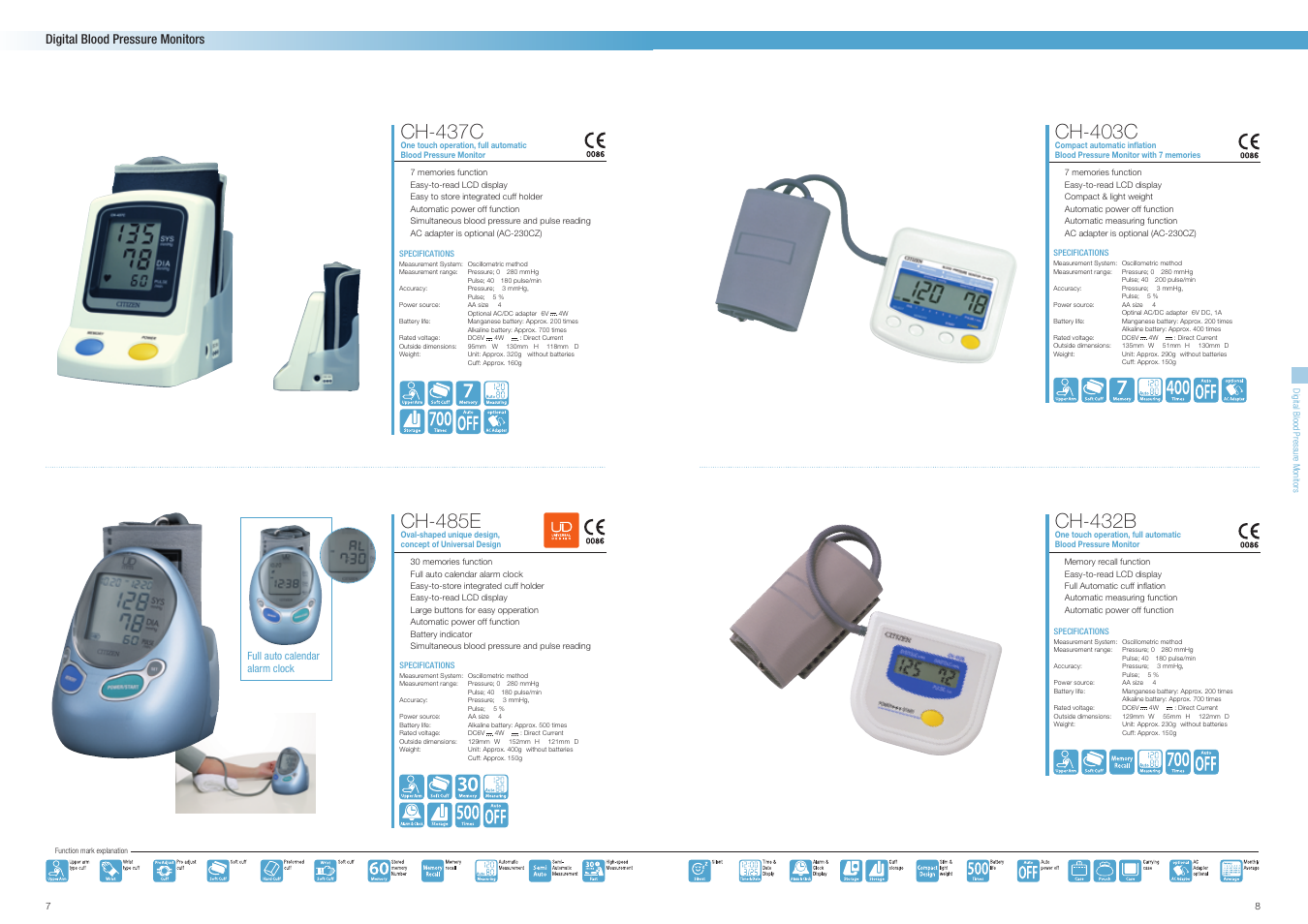 Ch-437c, Ch-485e, Ch-403c | Ch-432b, Digital blood pressure monitors | Citizen Systems CUN60 User Manual | Page 5 / 12