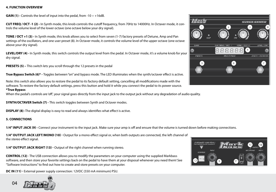 Markbass Super Synth User Manual | Page 4 / 8