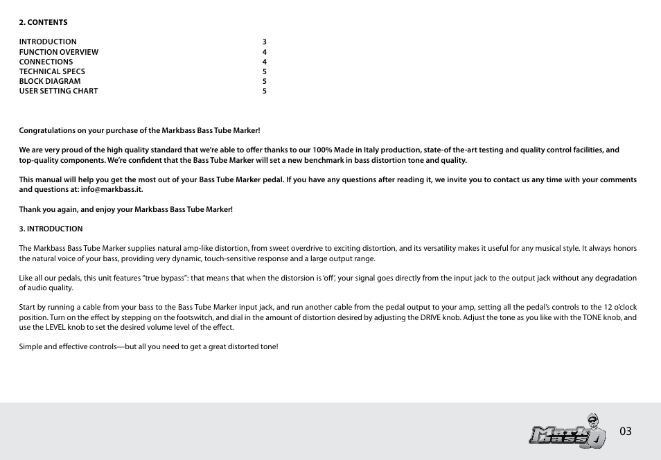 Markbass Bass Tube Marker User Manual | Page 3 / 8