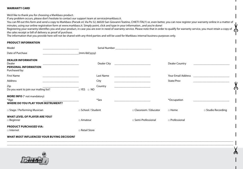 Markbass Bass Tube Marker User Manual | Page 6 / 8