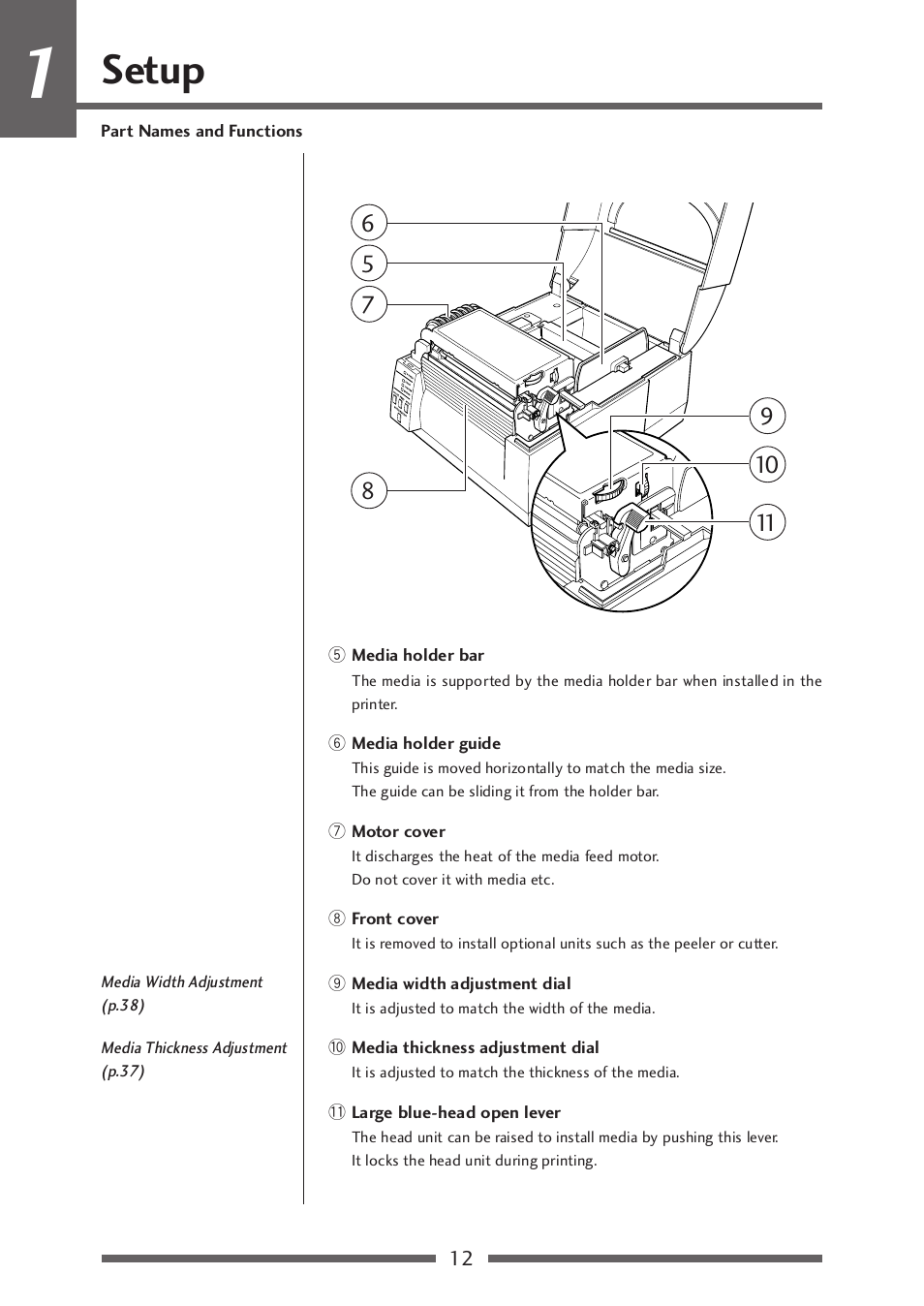 Front view2, Setup | Citizen Systems CLP-521 User Manual | Page 12 / 54