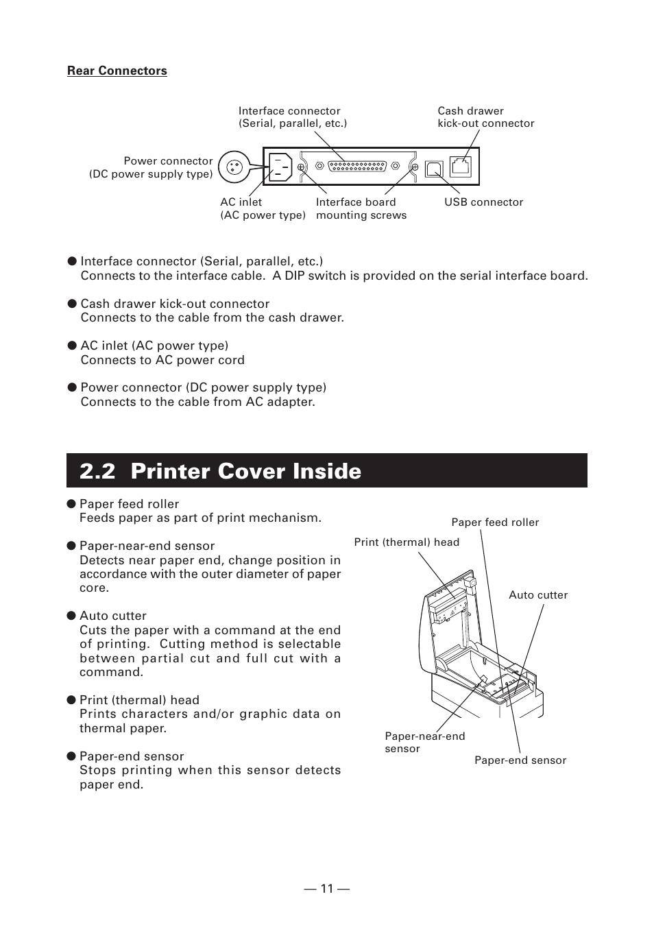 2 printer cover inside | Citizen Systems CT-S2000DC User Manual | Page 14 / 136