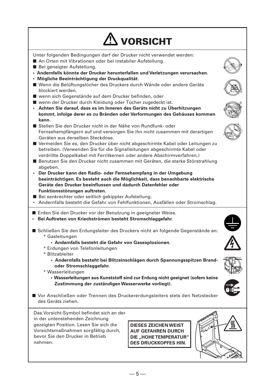Vorsicht | Citizen Systems CT-S2000DC User Manual | Page 60 / 136