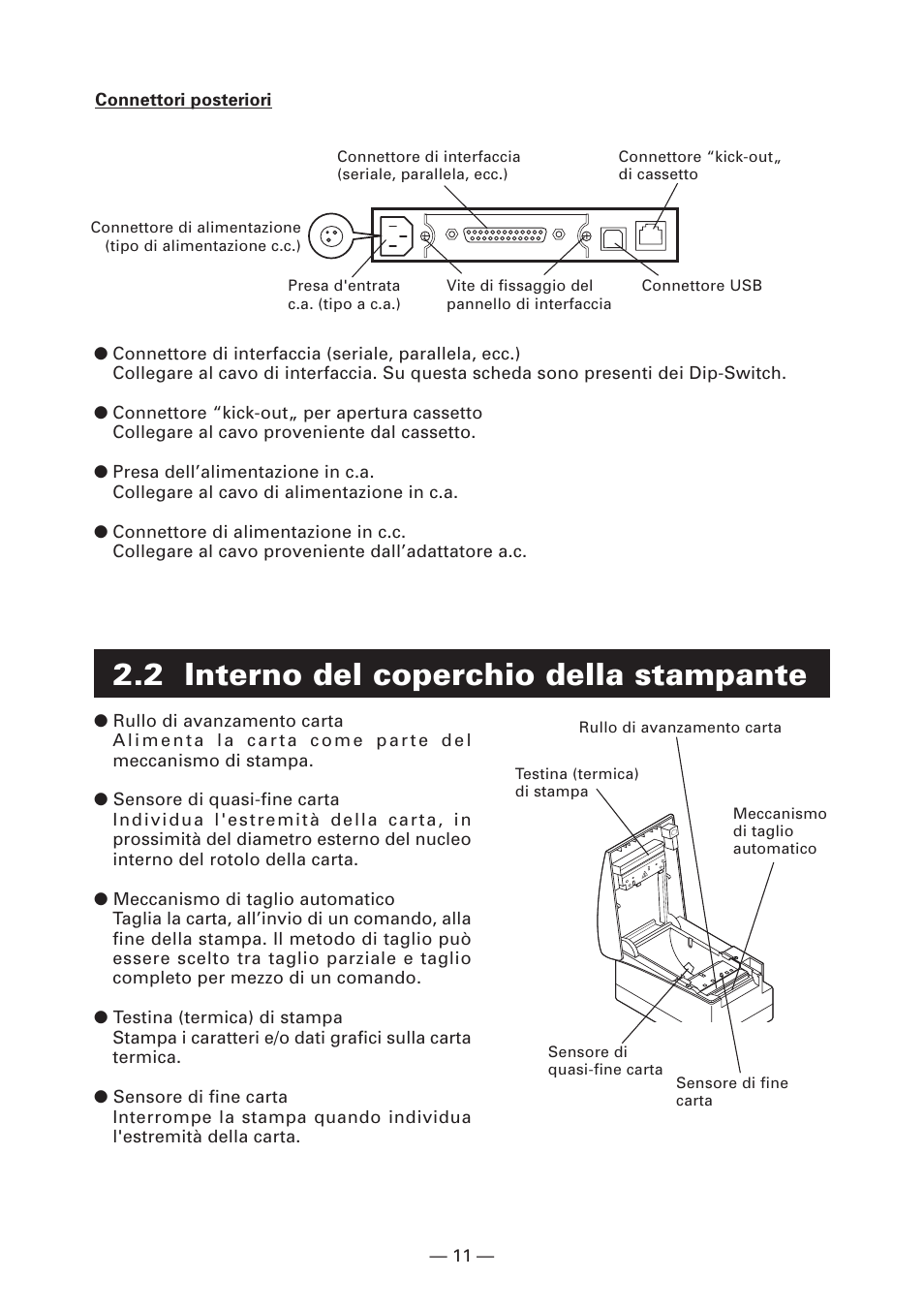 2 interno del coperchio della stampante | Citizen Systems CT-S2000DC User Manual | Page 92 / 136