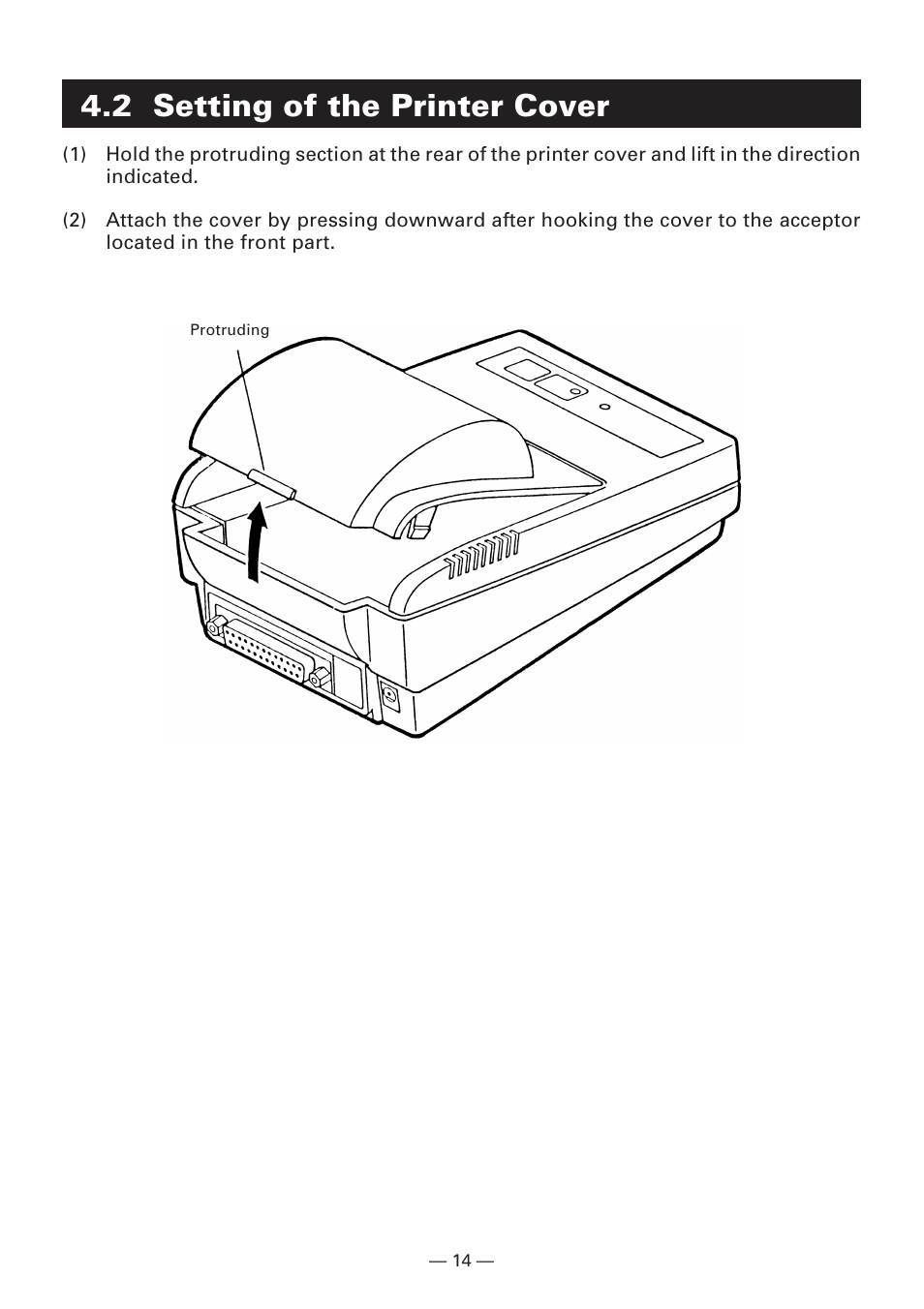 2 setting of the printer cover | Citizen Systems CBM-910 Type II User Manual | Page 18 / 62