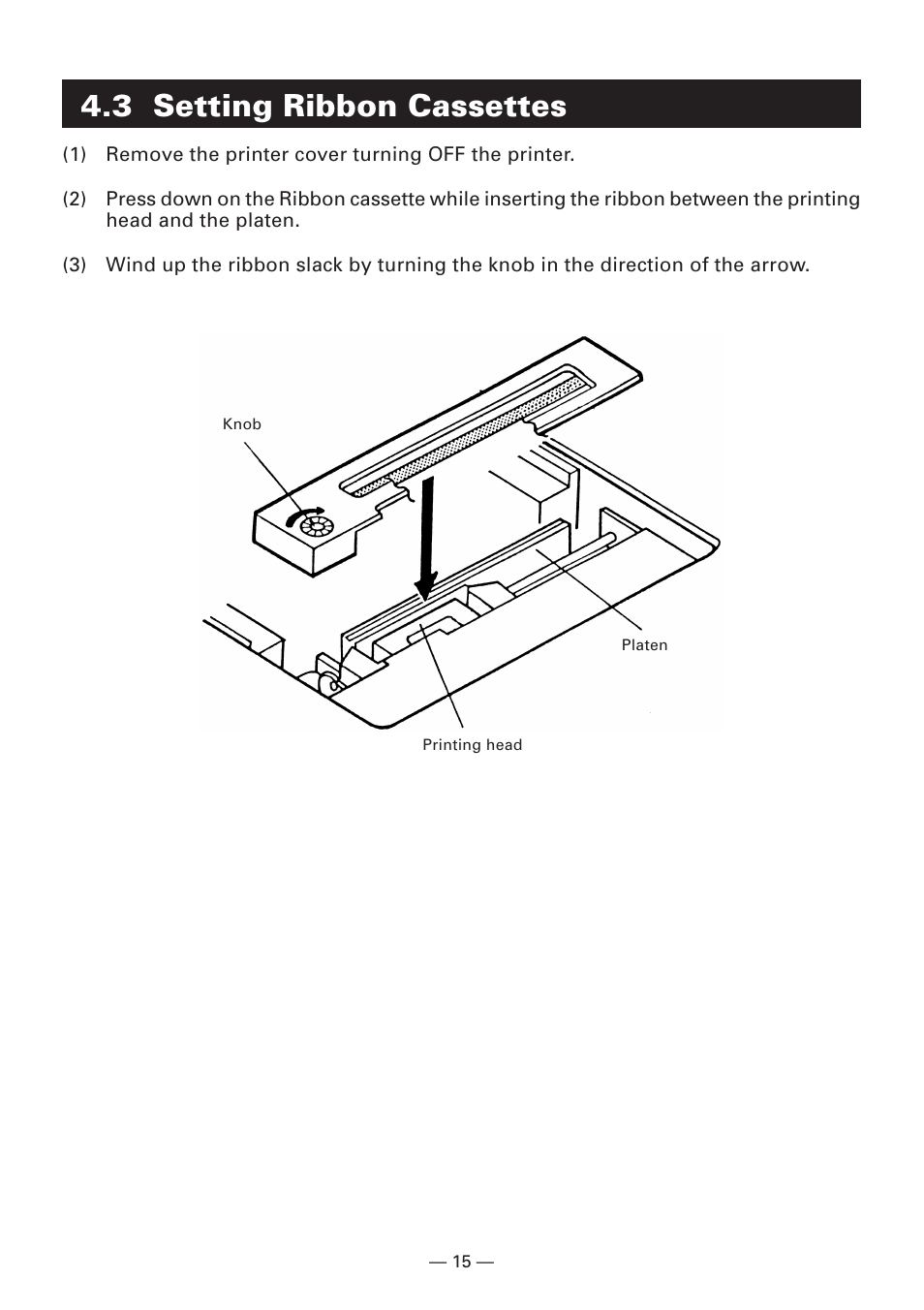 3 setting ribbon cassettes | Citizen Systems CBM-910 Type II User Manual | Page 19 / 62