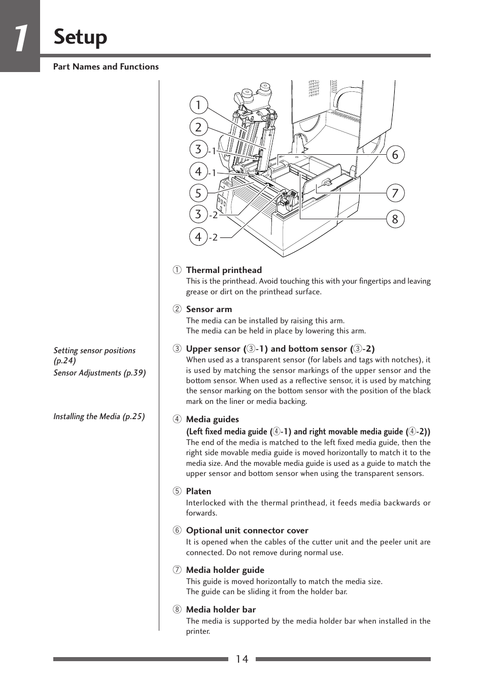 Front view4, Setup | Citizen Systems CLP-621 User Manual | Page 14 / 60