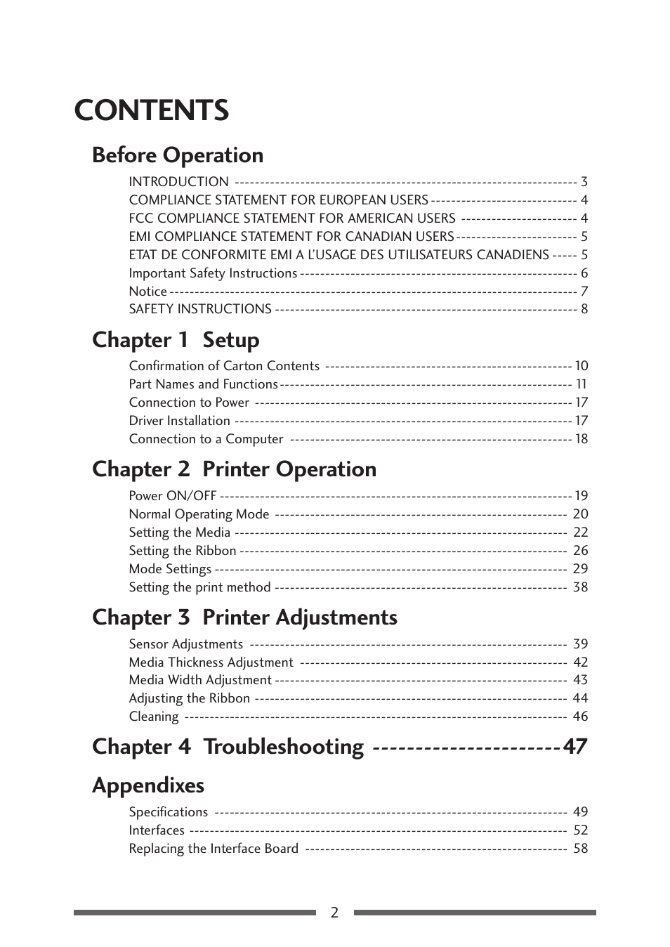 Citizen Systems CLP-621 User Manual | Page 2 / 60