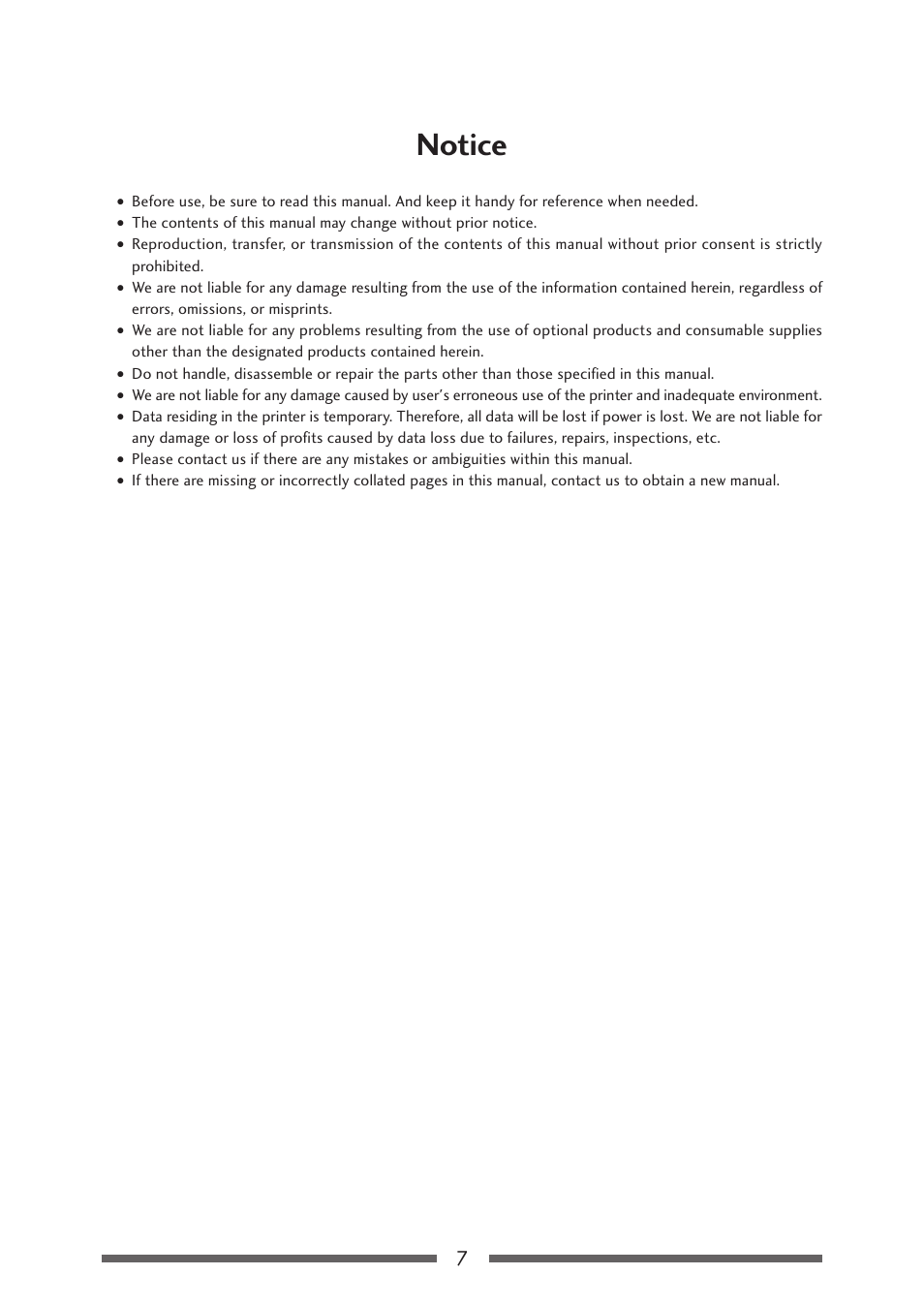 Notice | Citizen Systems CLP-621 User Manual | Page 7 / 60