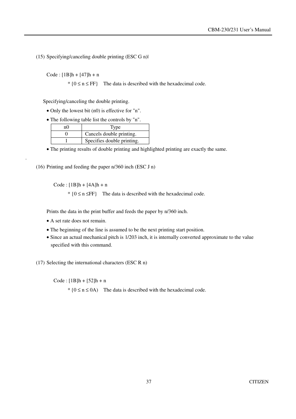 Citizen Systems CBM-231 User Manual | Page 42 / 64