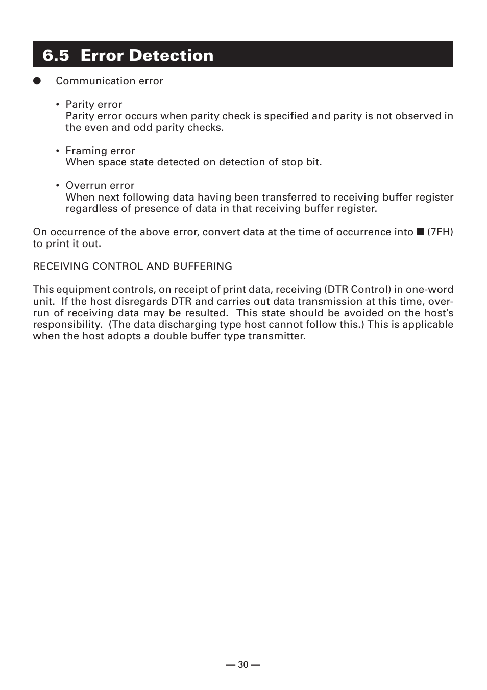 5 error detection | Citizen Systems Compact desk-top dot matrix printer CBM-910 Type II User Manual | Page 34 / 62